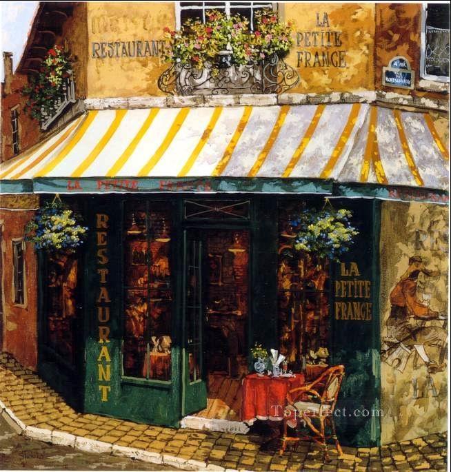 YXJ0440e impressionist street scene shop Oil Paintings